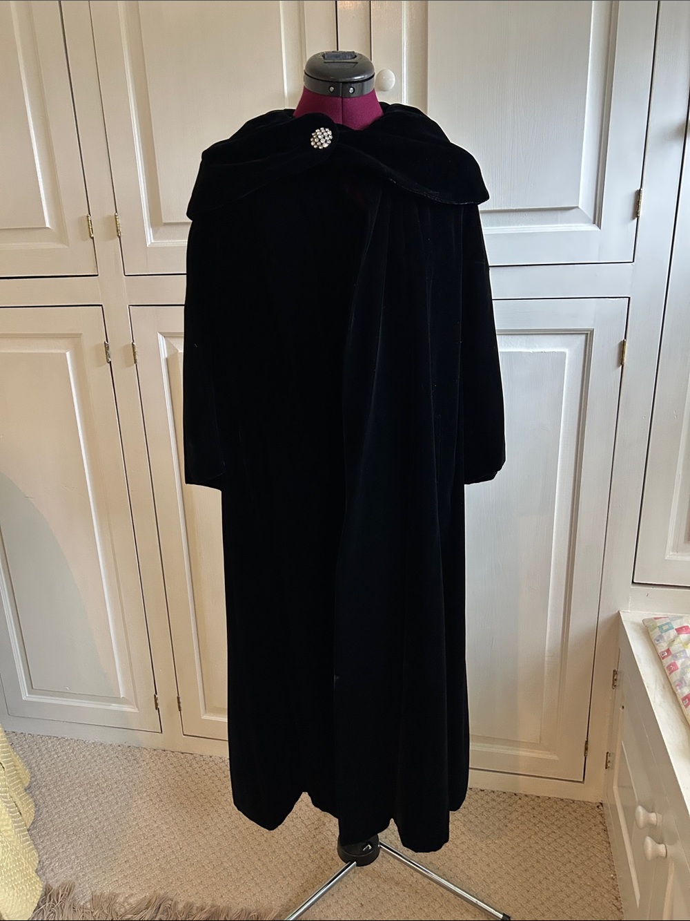 Vintage black velvet opera coat